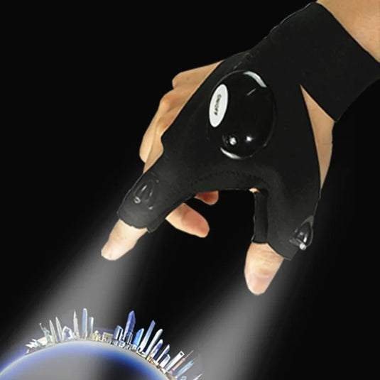 Fingerless LED Flashlight Glove for Outdoor Activities