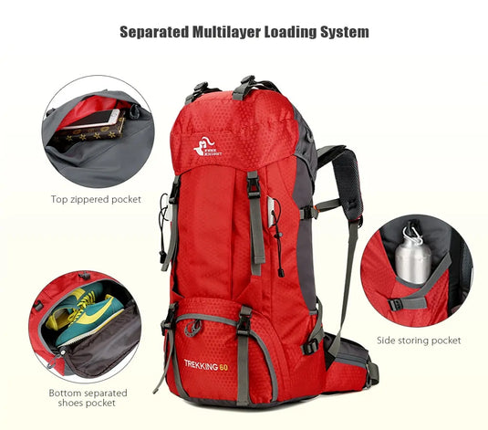 60L Outdoor Backpack Camping Bag with Rain Cover - GLIDEPATHGEAR #