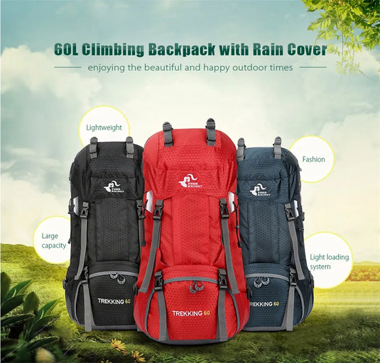 60L Outdoor Backpack Camping Bag with Rain Cover - GLIDEPATHGEAR #