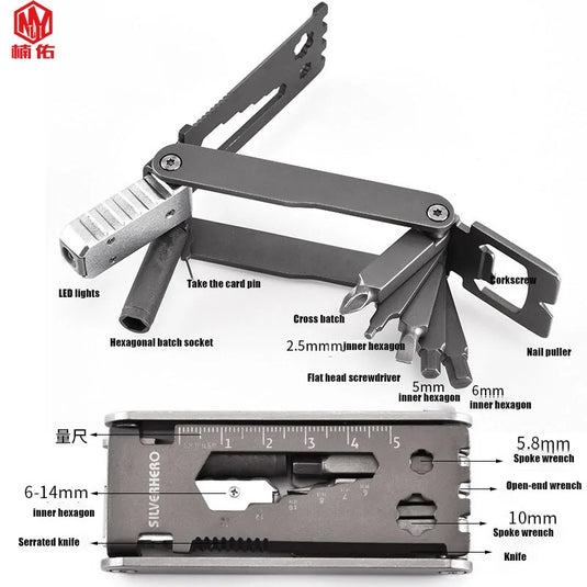 Portable Outdoor EDC Multitool with LED Light - Stainless Steel Screwdriver - GLIDEPATHGEAR #